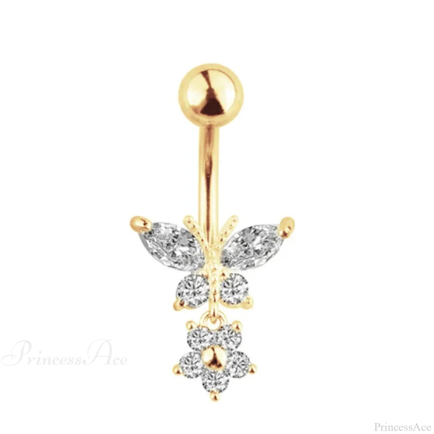 Crystal Heart Pink Gothic Belly Ring