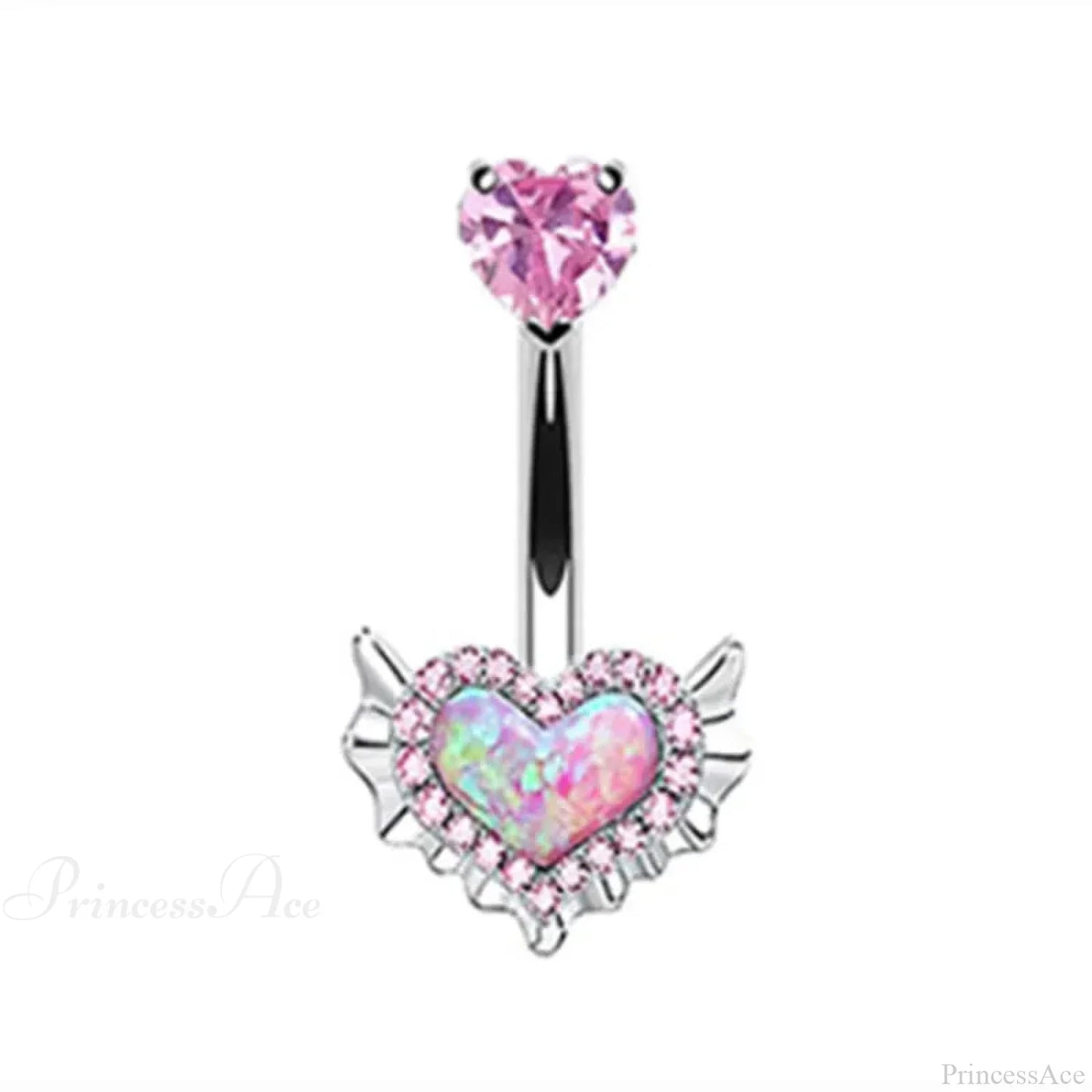 Crystal Heart Pink Gothic Belly Ring