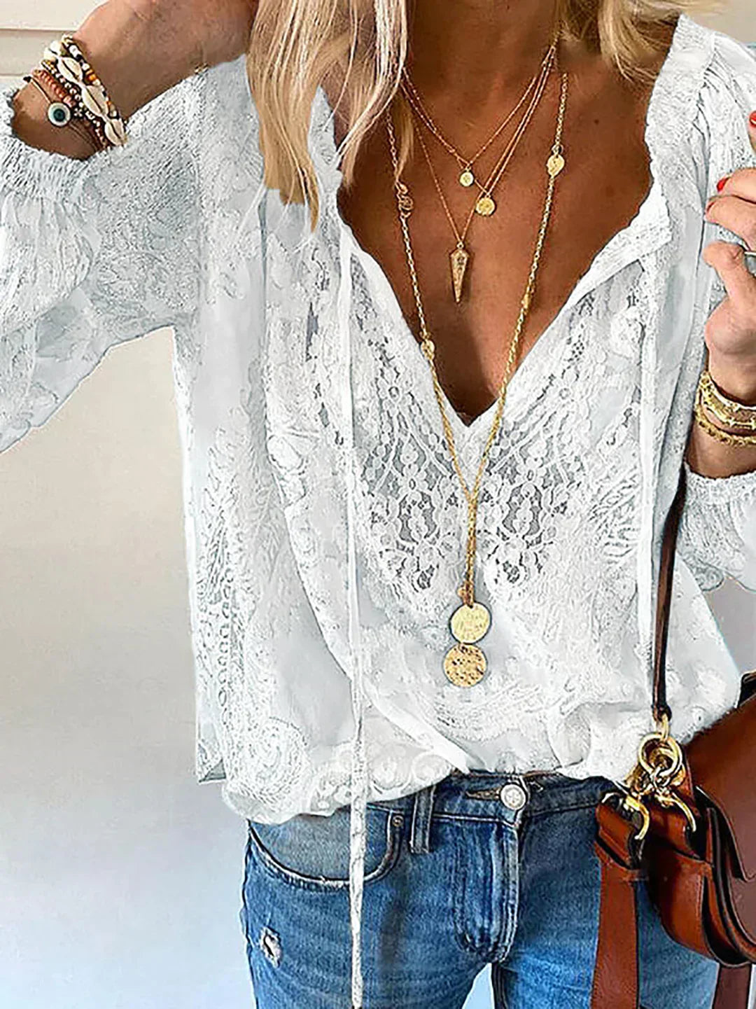 Bucich® | V-Neck Lace Chiffon Blouse
