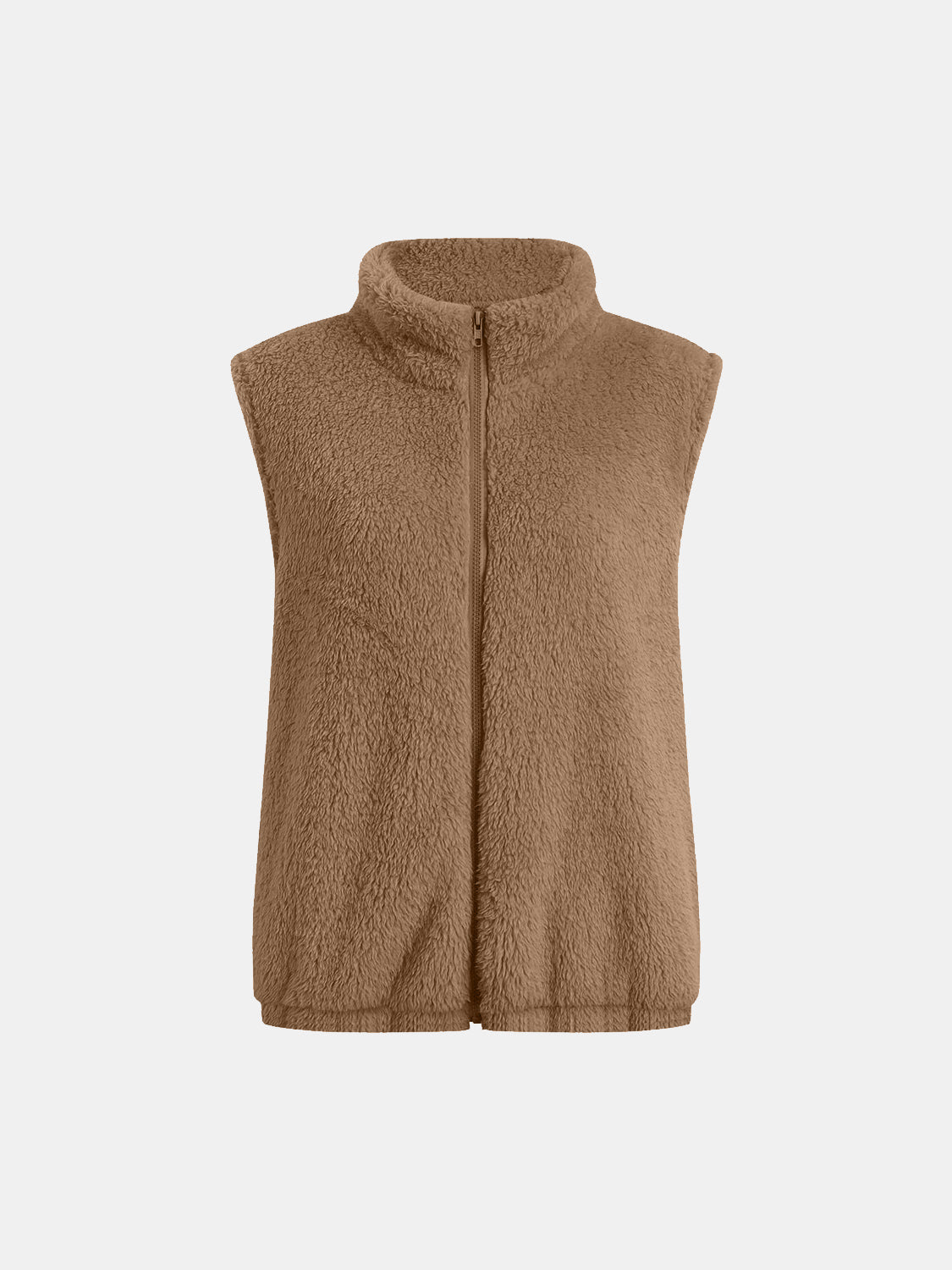 Leonor | Fluffy vest coat with zip closure and full size pockets