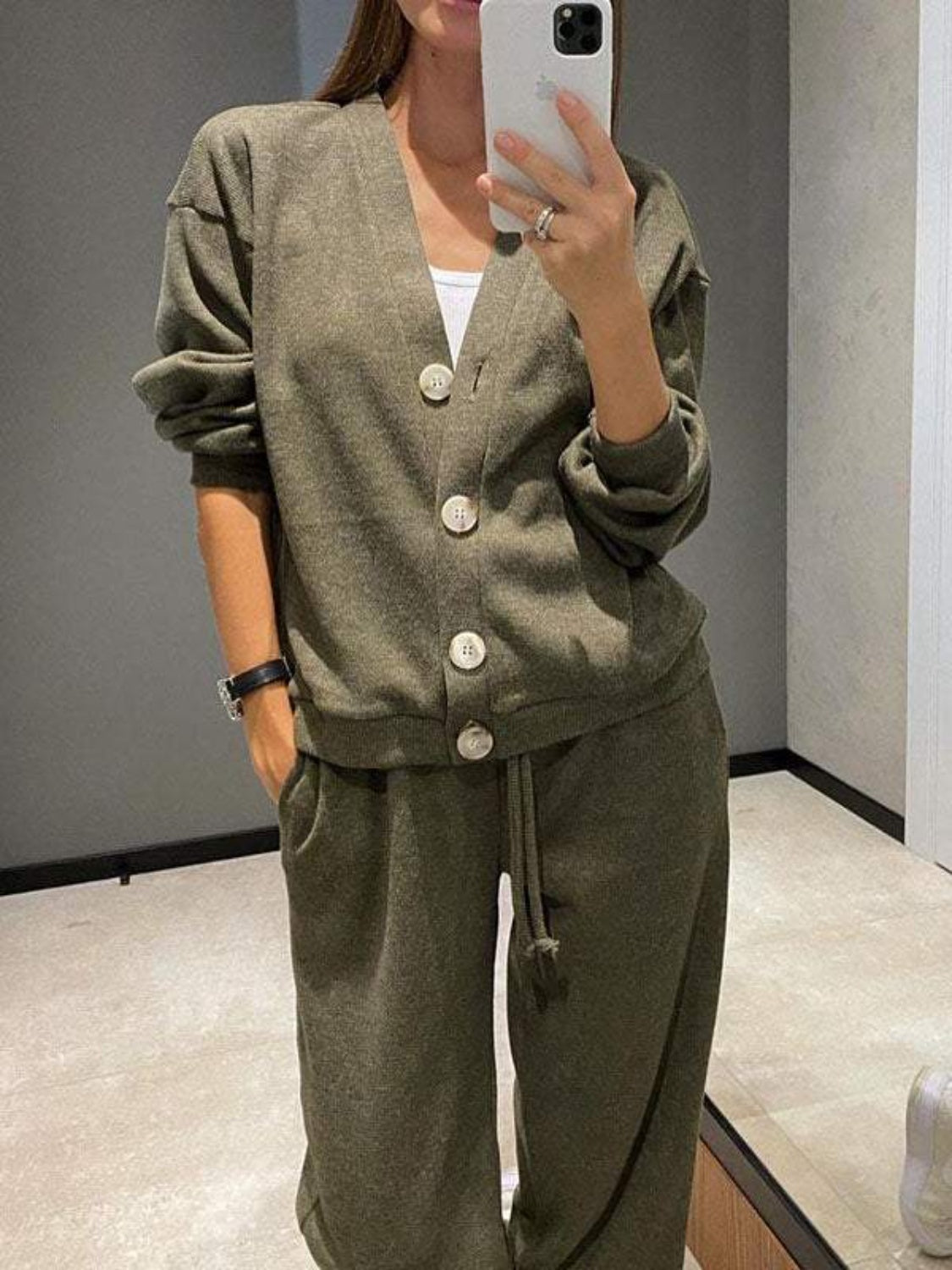 Hedwig | Full size button down long sleeve top and pants set