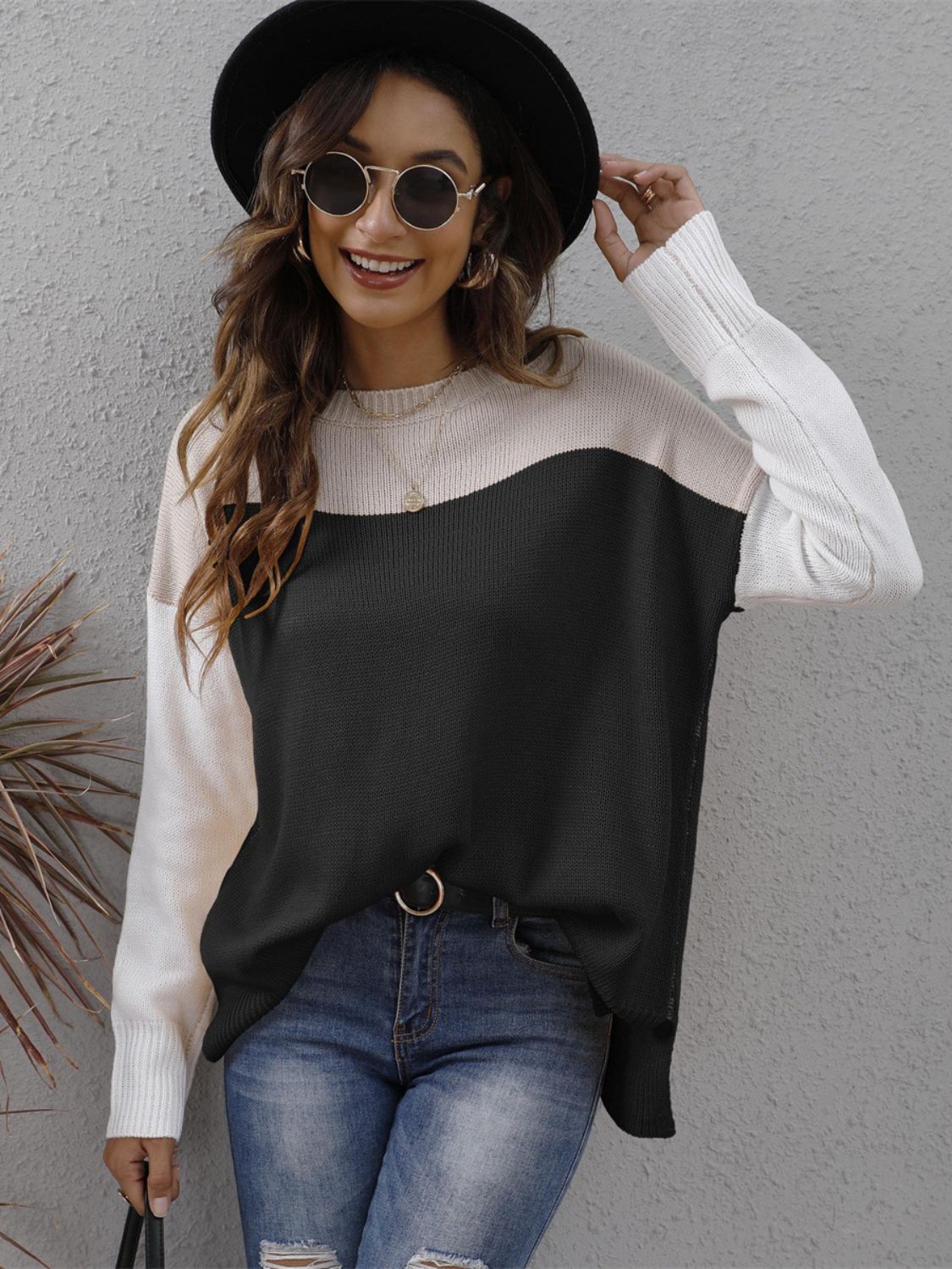 Luna | Color block crew neck sweater