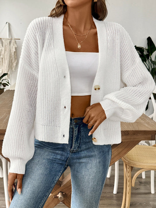 Annelies | Long sleeve cardigan with V-neck and buttons