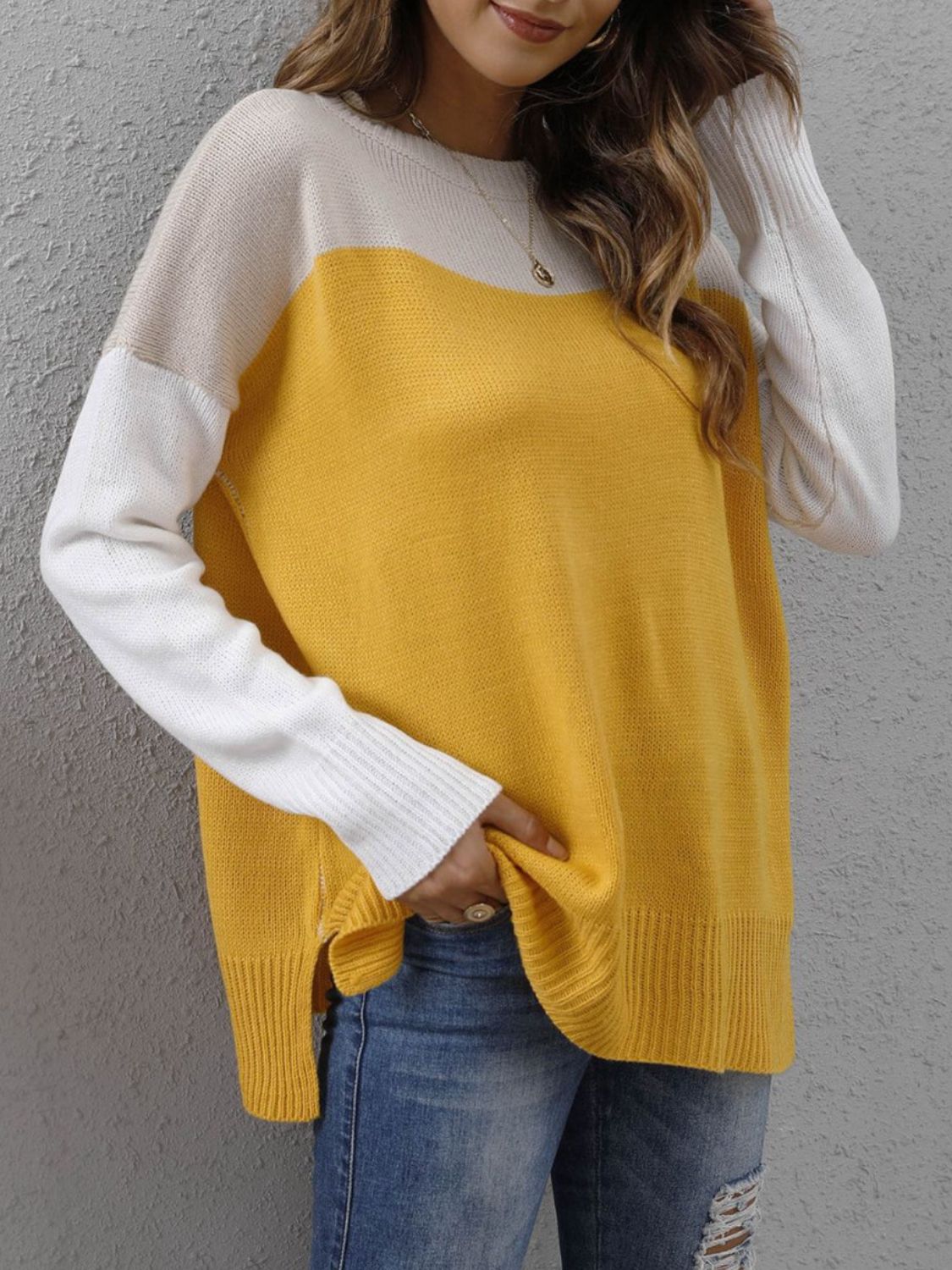 Luna | Color block crew neck sweater