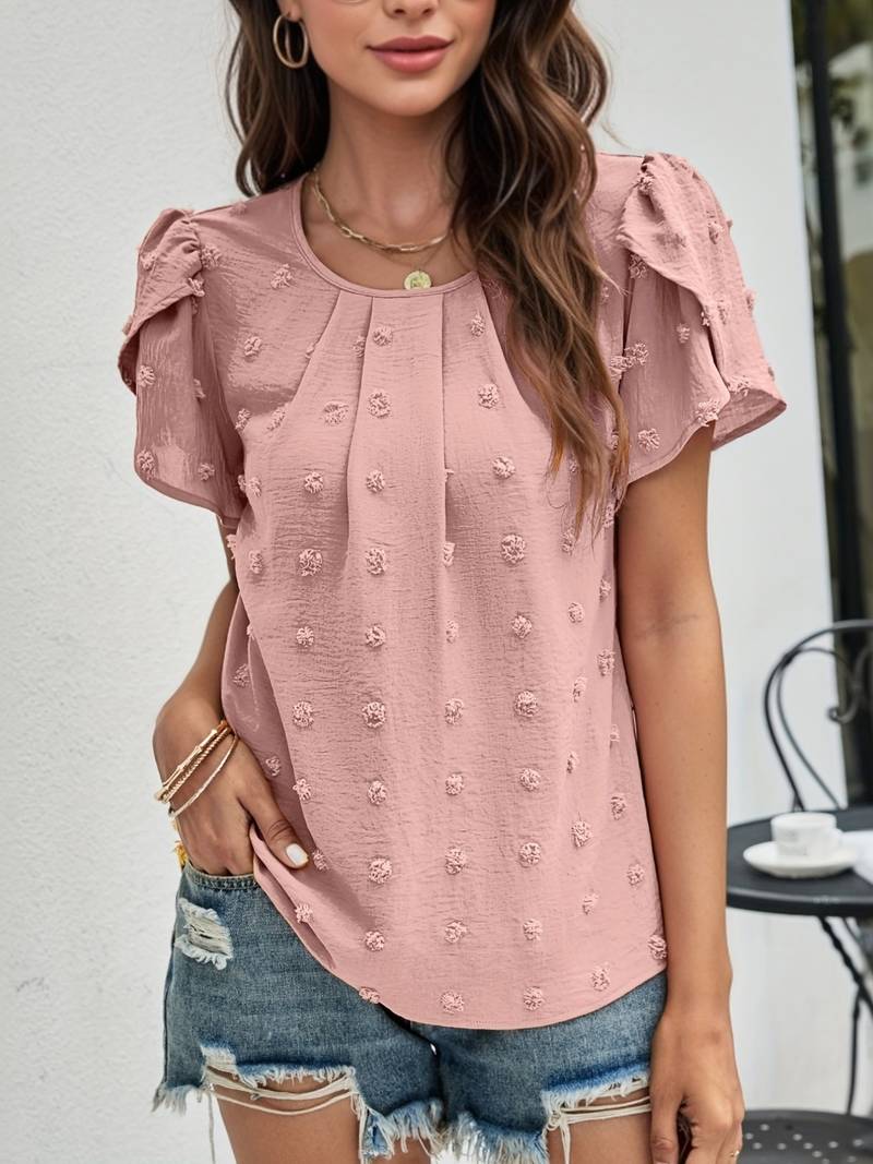 Mónica® | Swiss Dot Blouse With Petal Sleeves