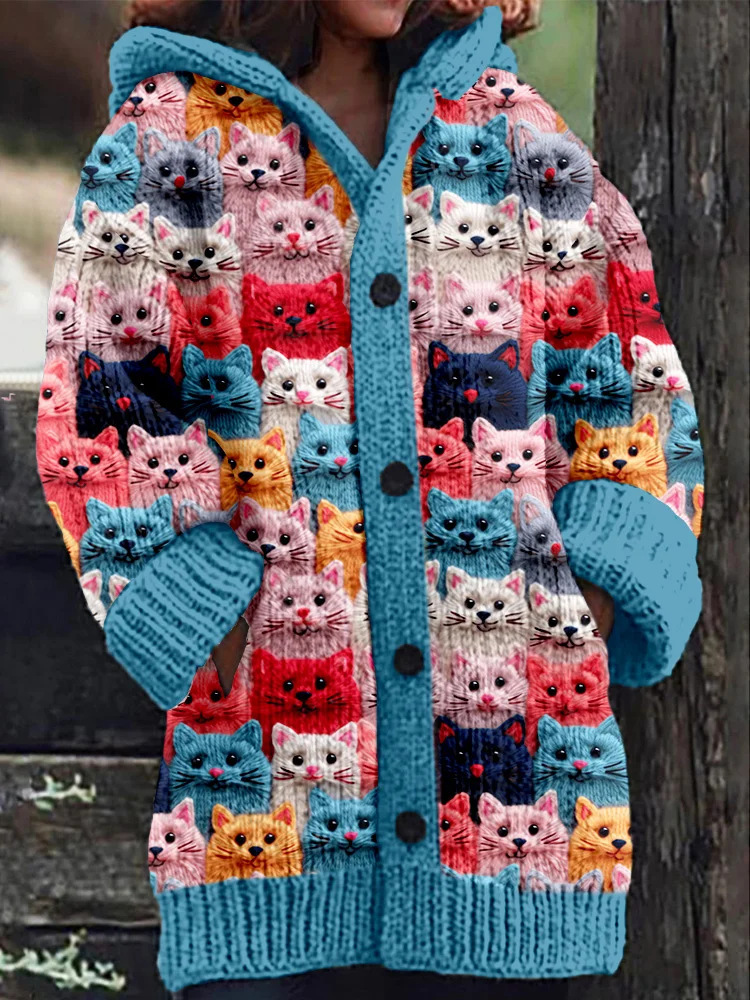 Maria | Warmly lined hoodie with a cat motif