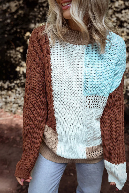 Inés | Color block sweater with a crew neck and long sleeves