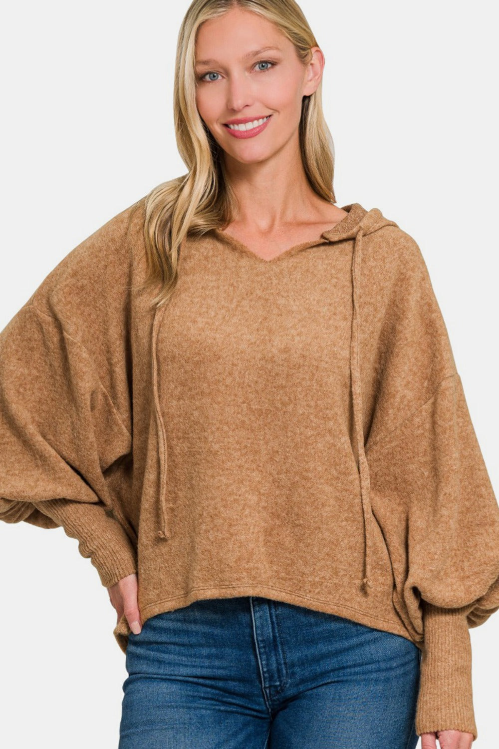 Maria | Brushed Hacci hoodie with dropped shoulders