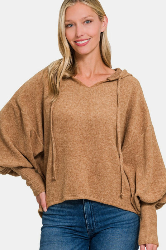 Maria | Brushed Hacci hoodie with dropped shoulders