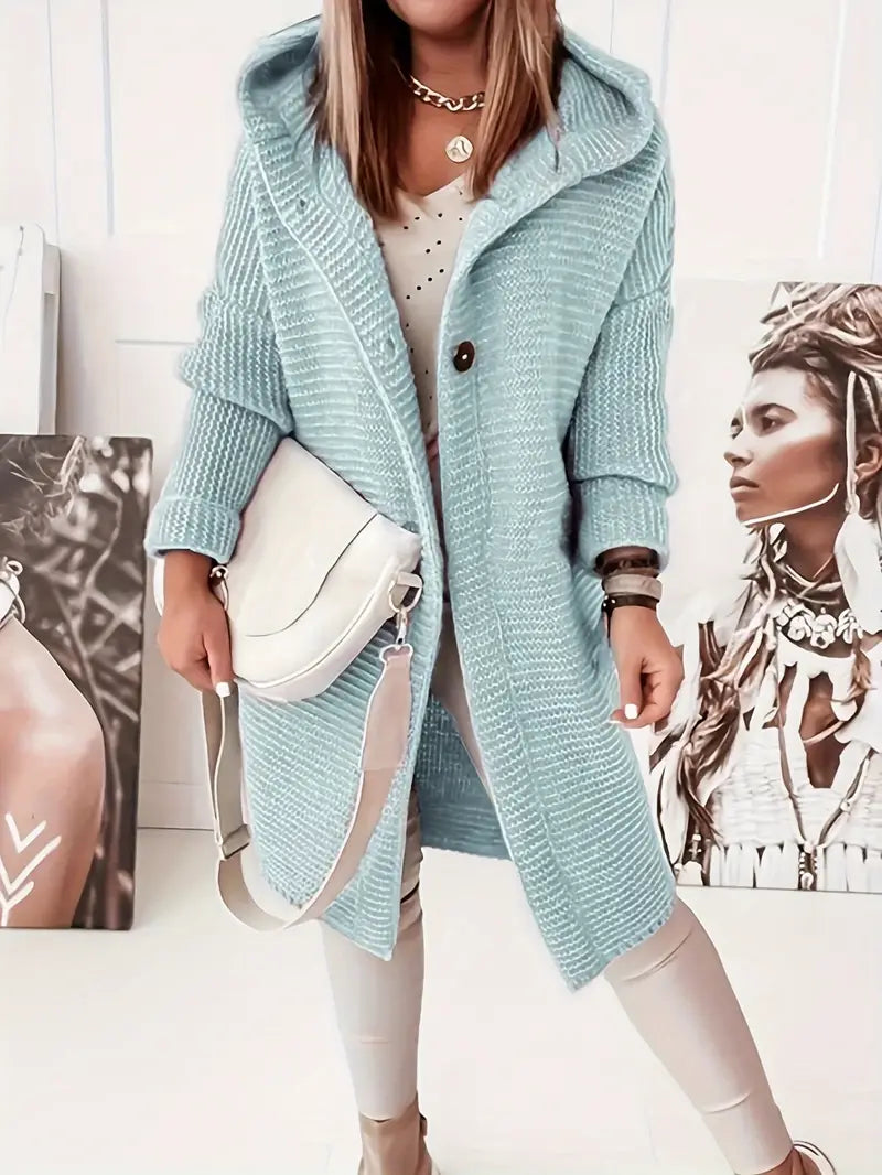 Elisa | Long knitted cardigan with hood