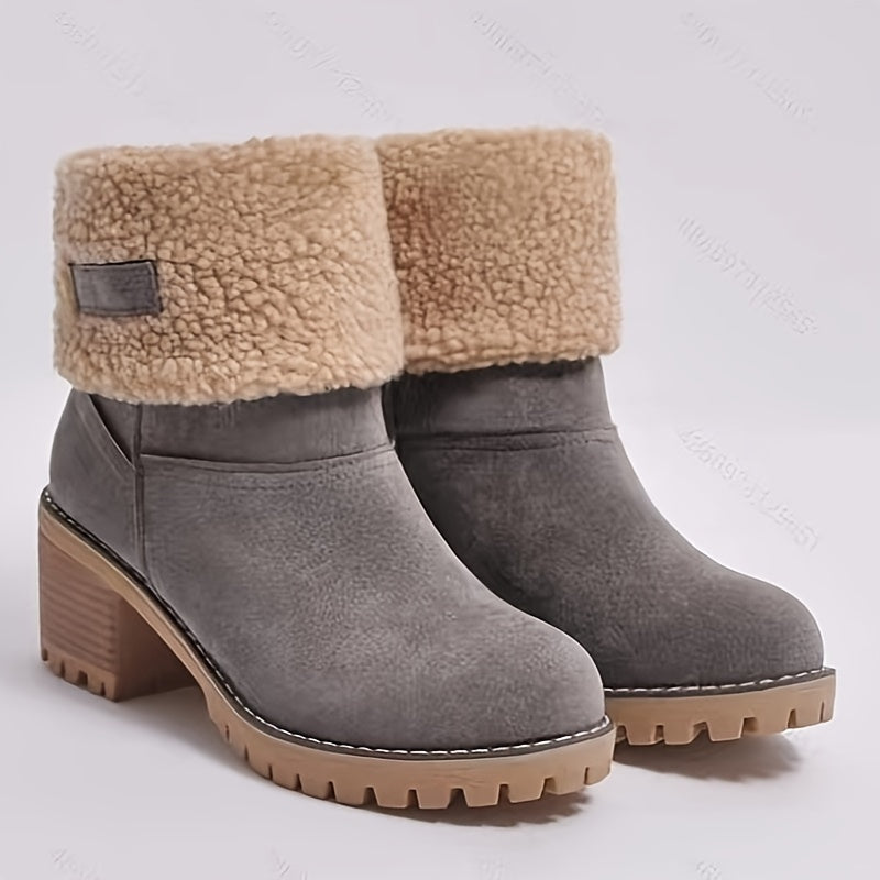 Adriana | Fluffy ankle boots with a chunky heel