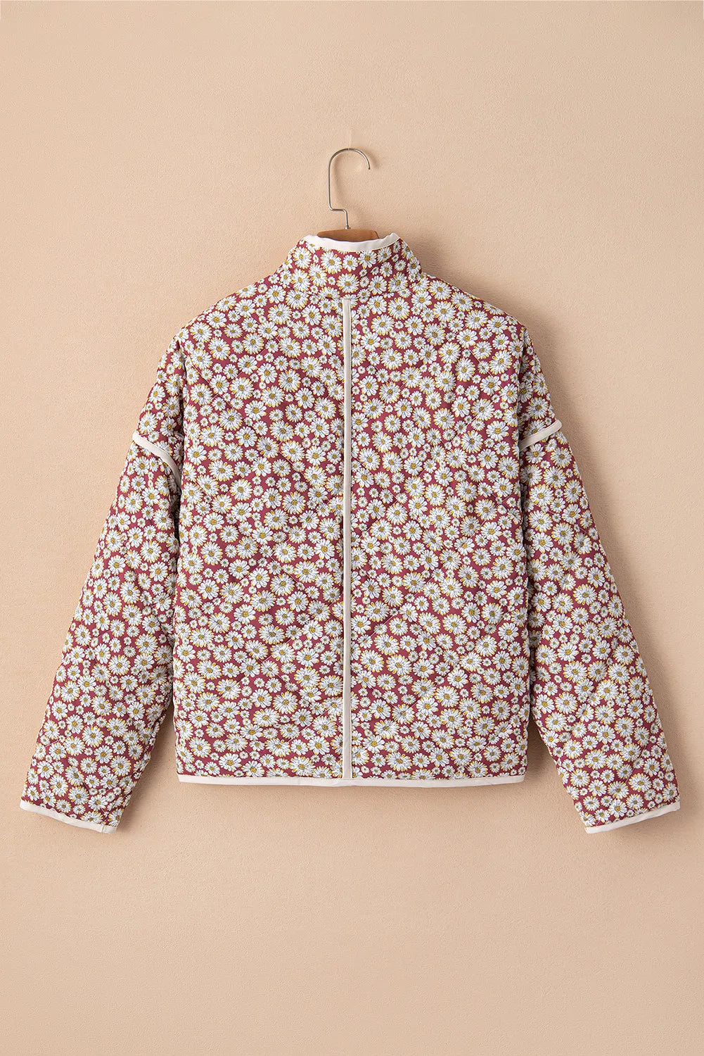 Bernadette | Floral coat with stand-up collar and press studs