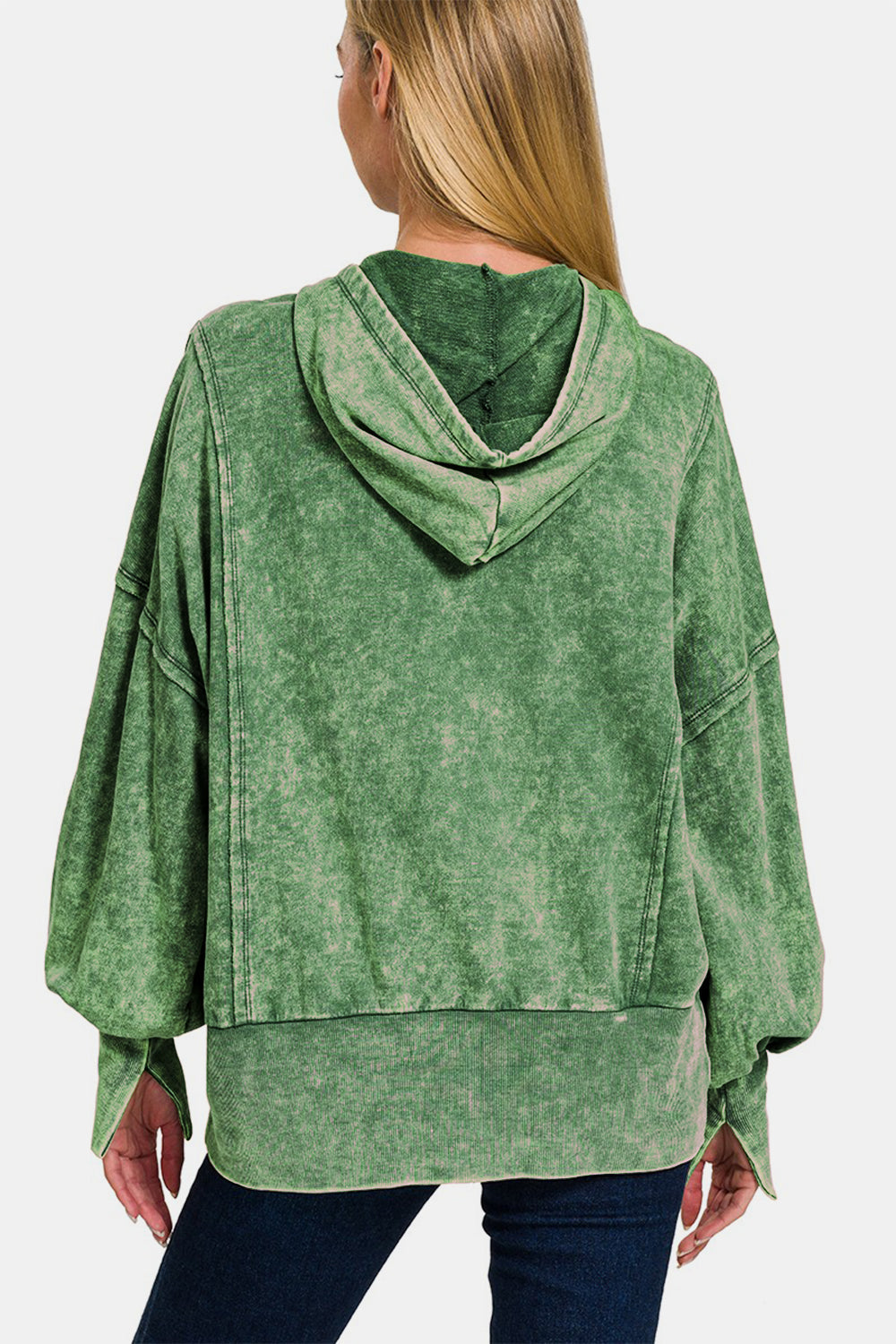 Matilde | Acid-washed French terry zip-up hoodie with pockets