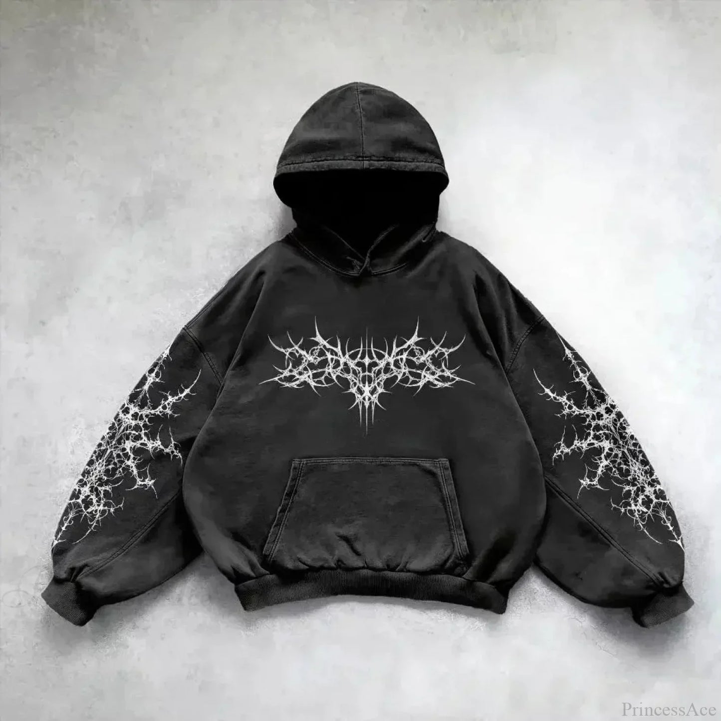 Dark Skull Print Oversized Hoodie