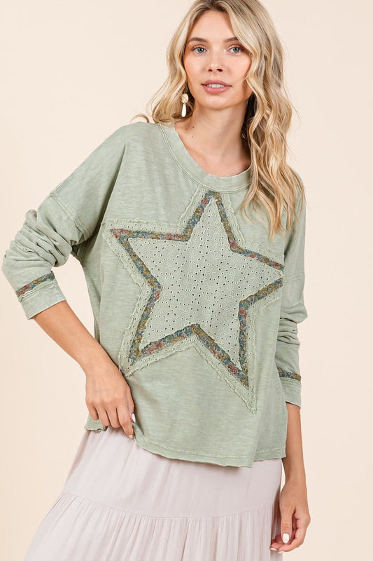 Francisca | Mittoshop Mineral Wash Star Patch long sleeve t-shirt