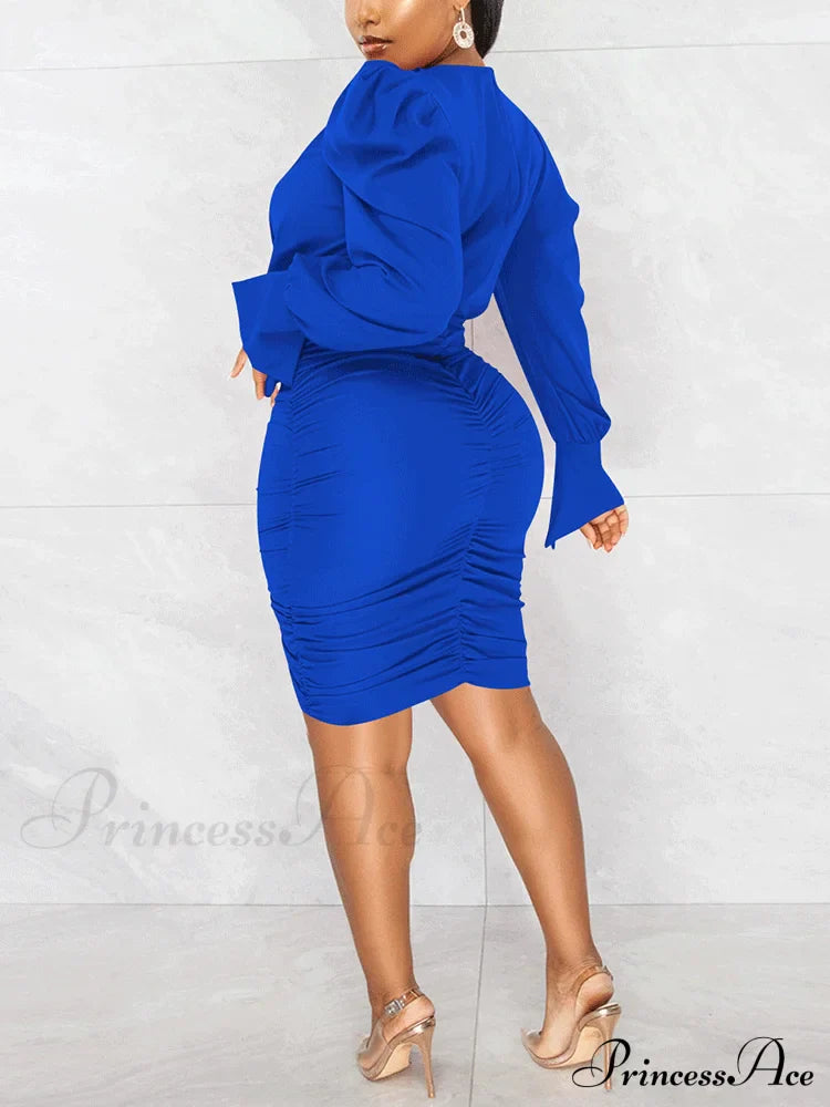 Deep V-neck Front Trendy Tie Mini Dress
