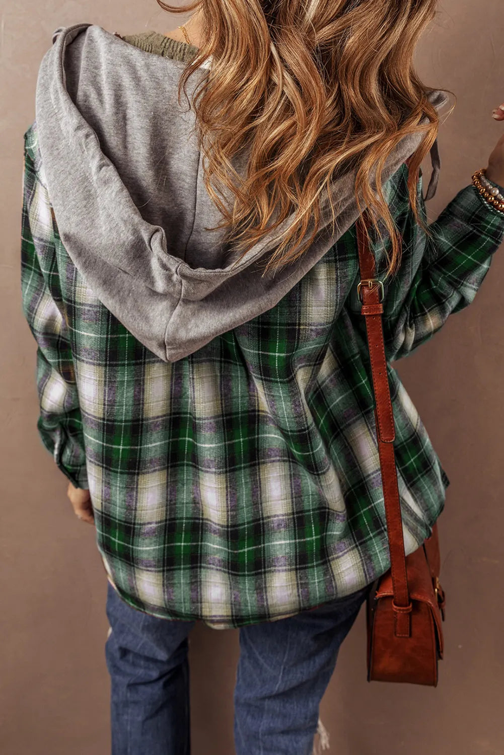 Eva | Checked hooded jacket with drawstring and pockets