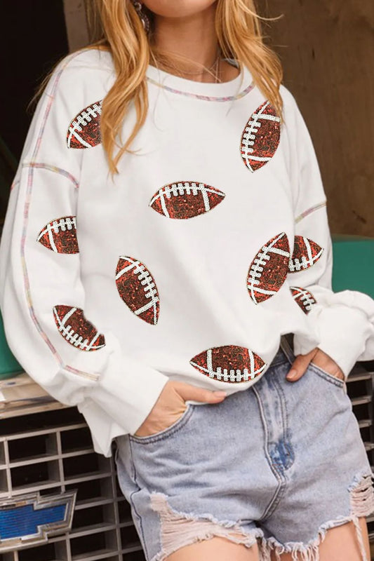 Bruna | Sequin football sweatshirt with crew neck and long sleeves