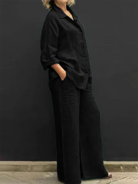 Noelia® | Casual Linen Blouse And Pants Set