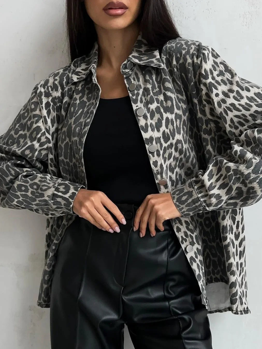 Mirjam® | Women's leopard print denim jacket