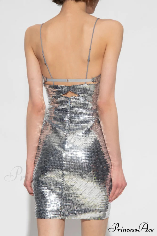 Draped Bra Mini Dress Graceful With Double Metal Ring