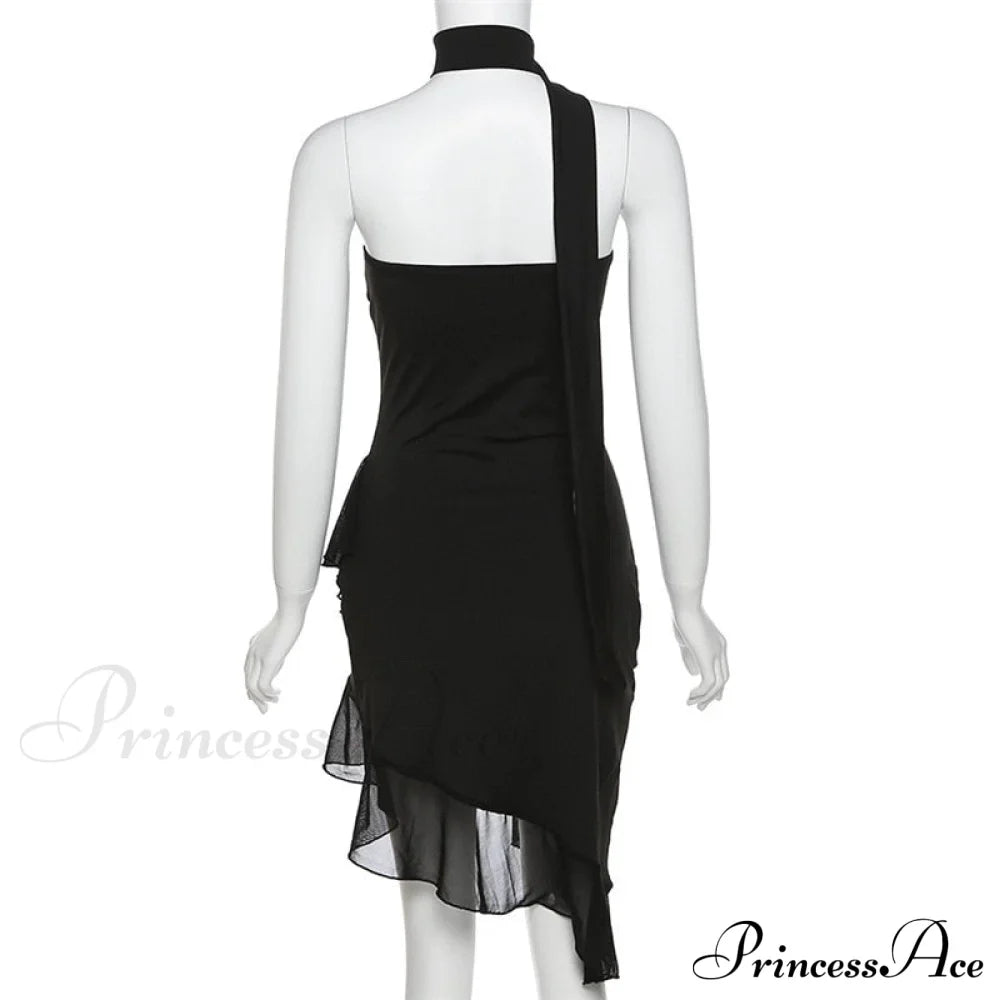 Draped Frill Stylish Tube Mini Dress