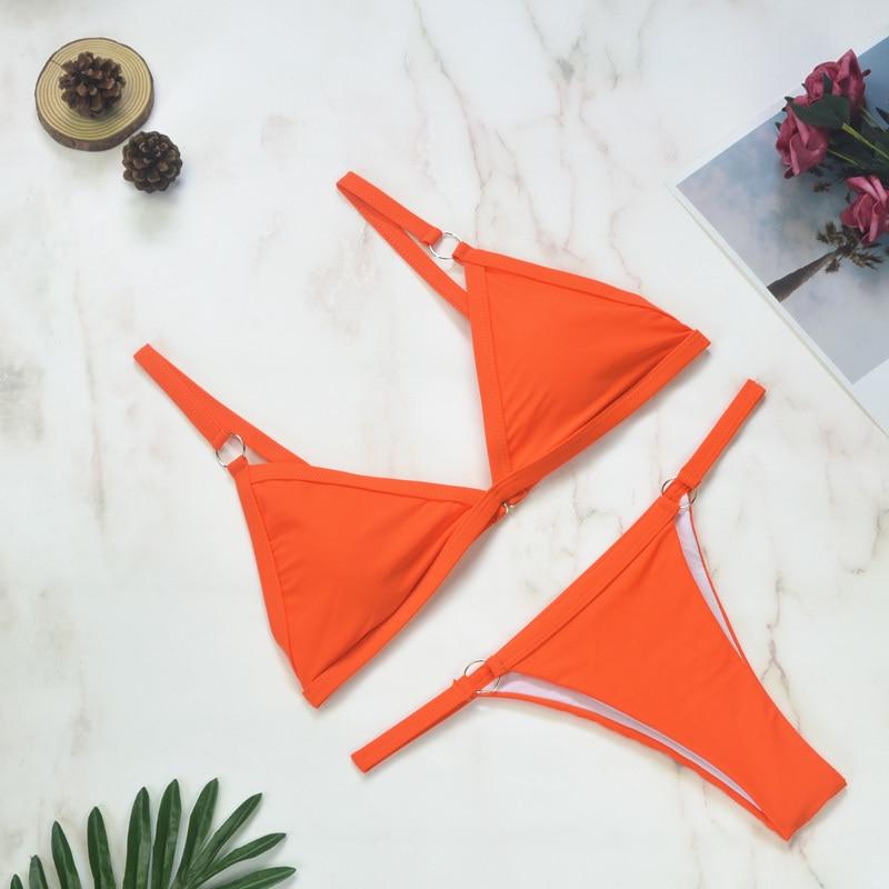 Thelma® | Two-Piece Bikini Swimsuit With Gold Metal Rings And Triangular Cups