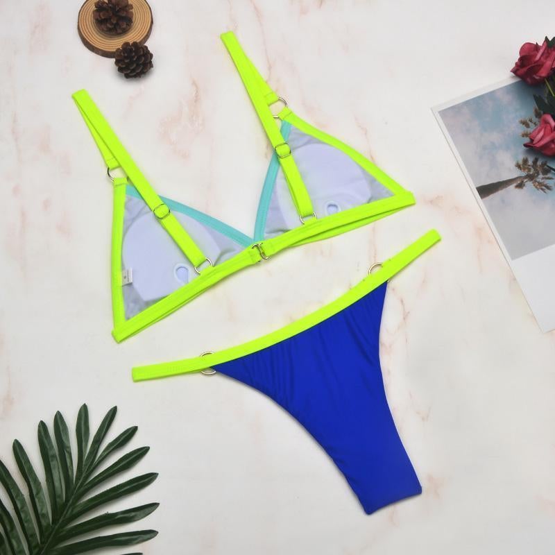 Thelma® | Two-Piece Bikini Swimsuit With Gold Metal Rings And Triangular Cups