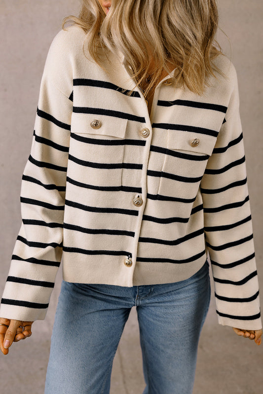 Ana | Chic and charming cardigan with striped buttons