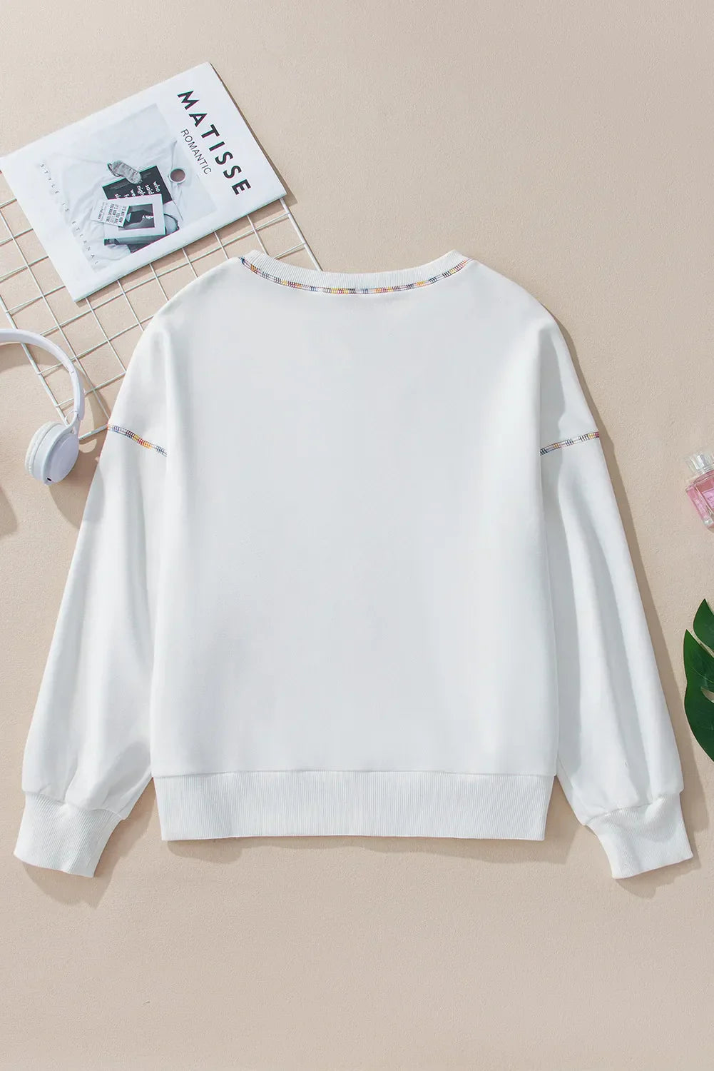 Helena | Long sleeve crew neck sweatshirt with rainbow trim