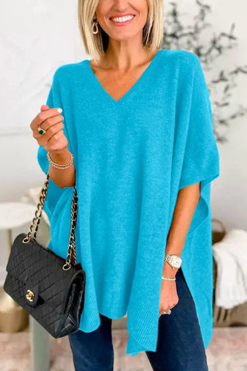 Katherine® | Loose V-Neck Batwing Sweater