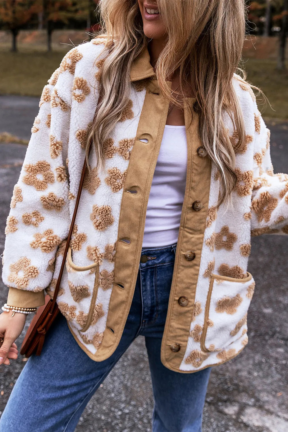Fabiola | Floral long sleeve button down jacket