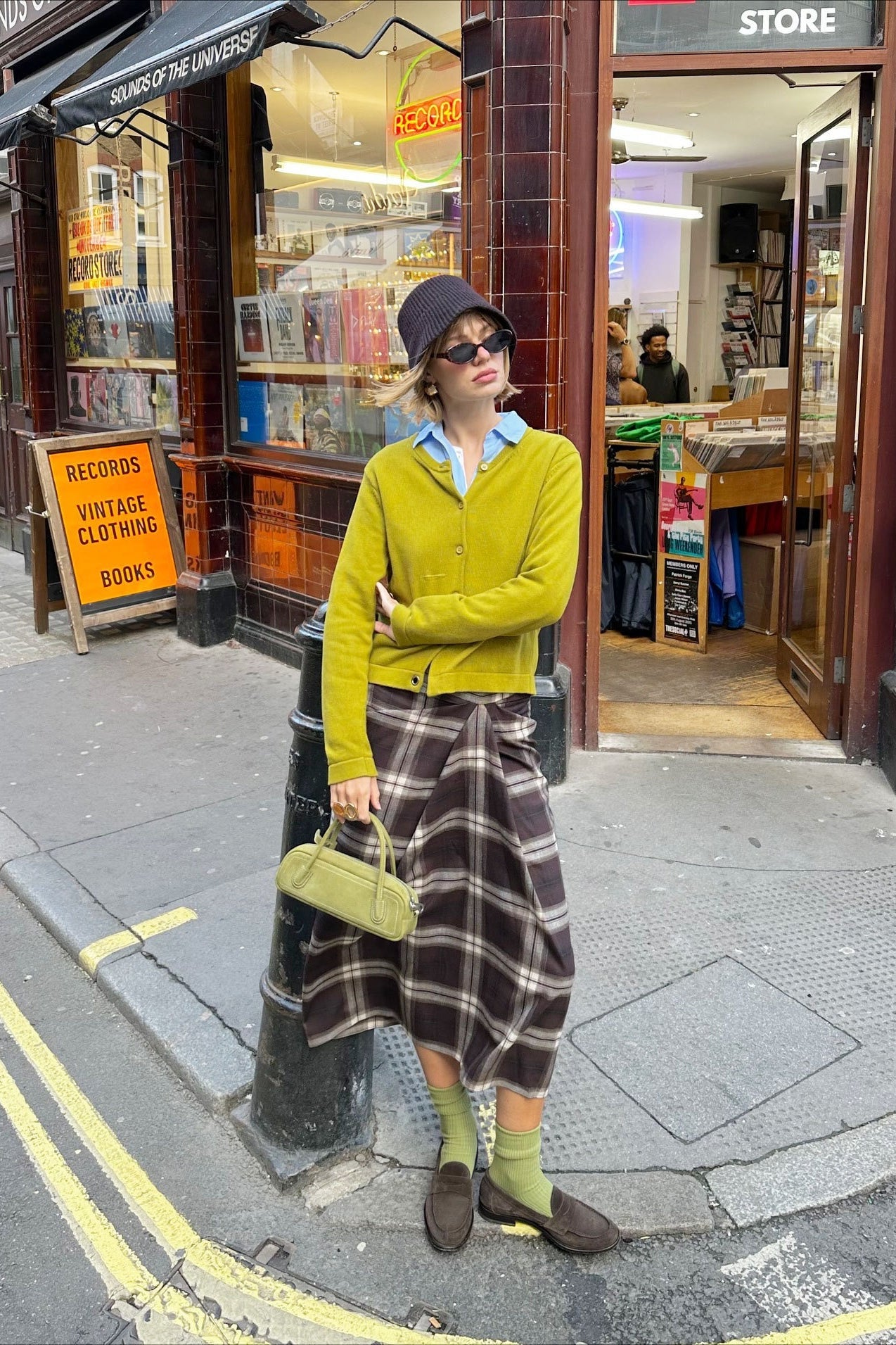 Asymmetric Straight Plaid Skirt