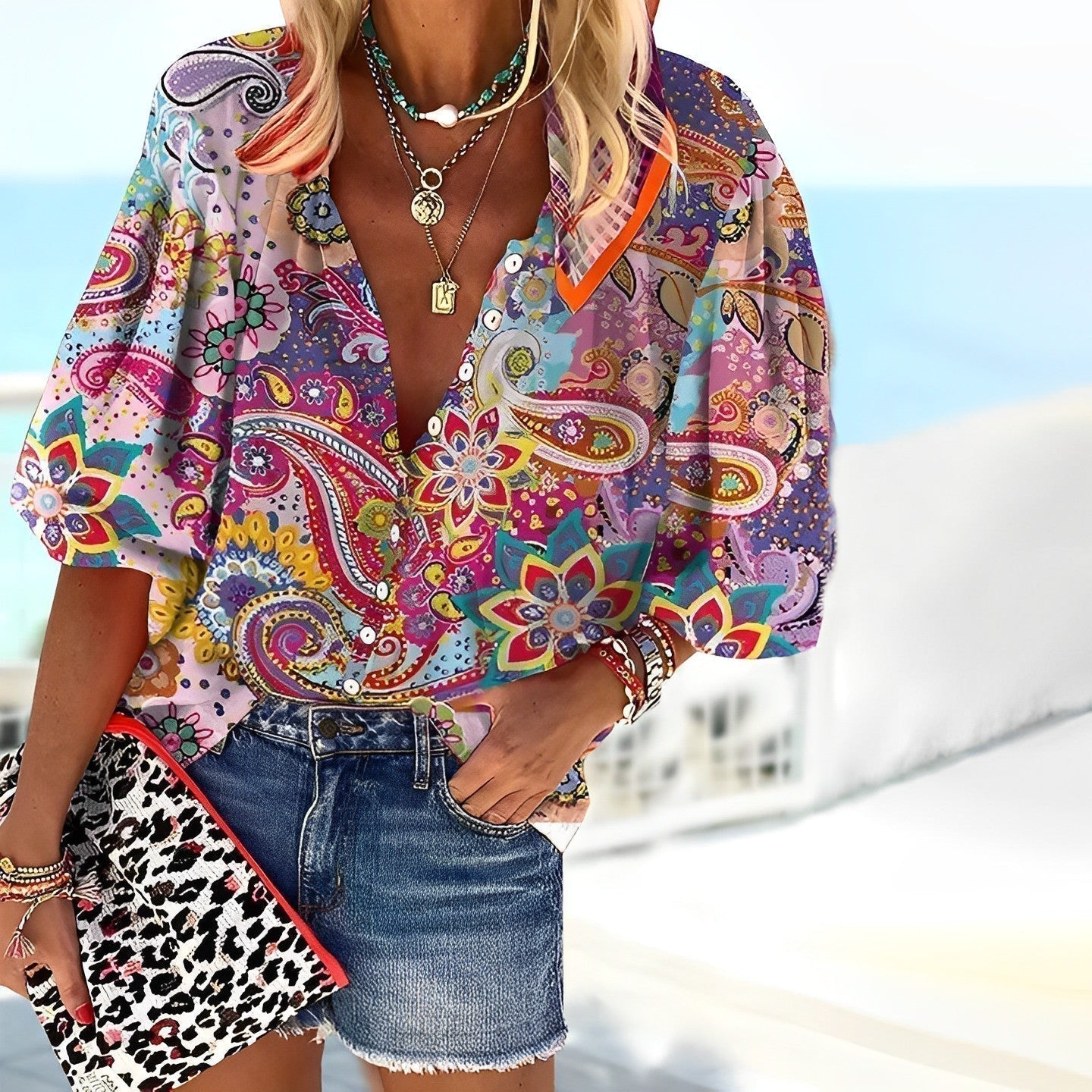 Gina® | Airy Blouse For Women In A Bohemian Print Style