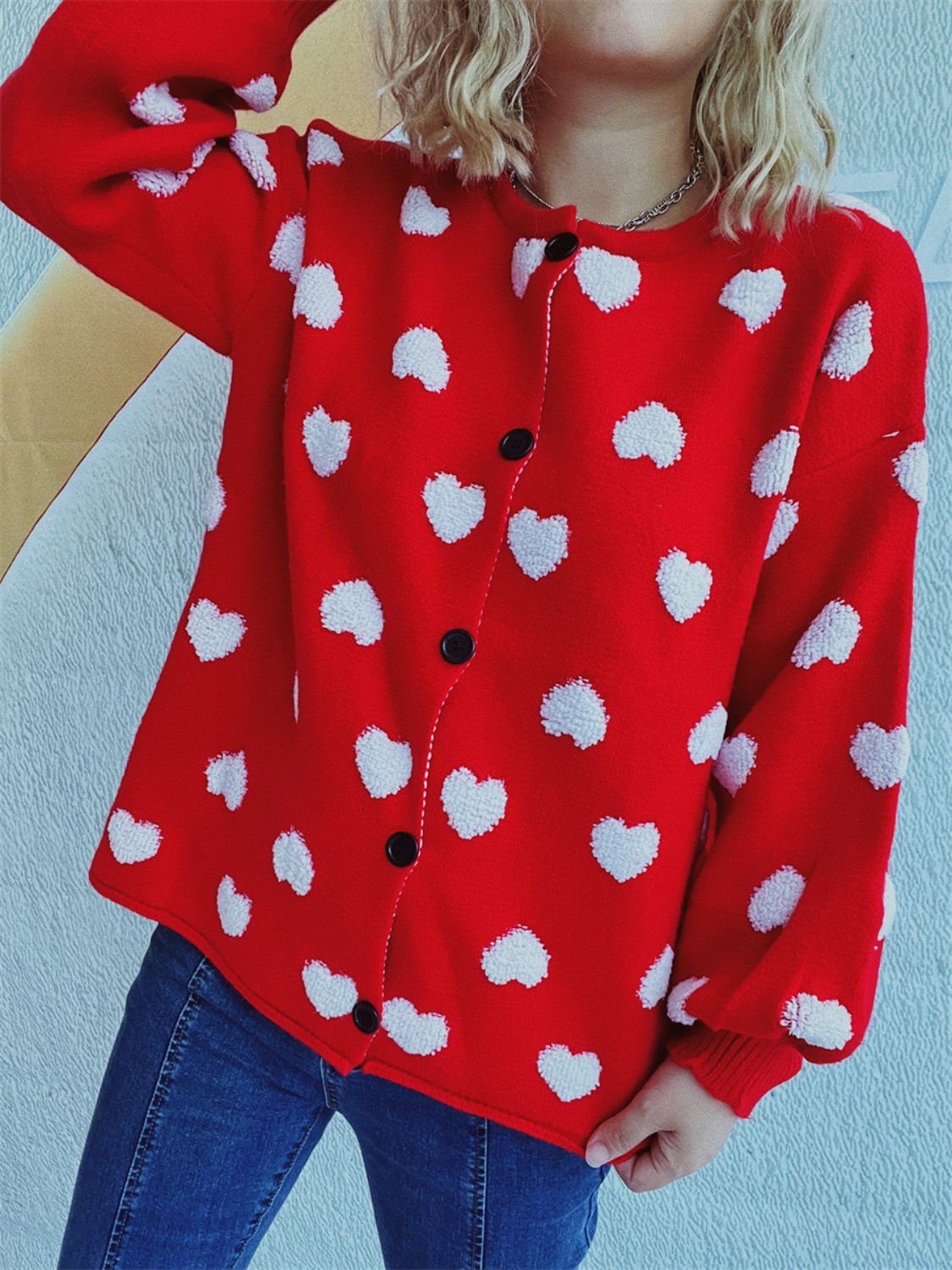 Melanie | Long-sleeved cardigan with heart buttons