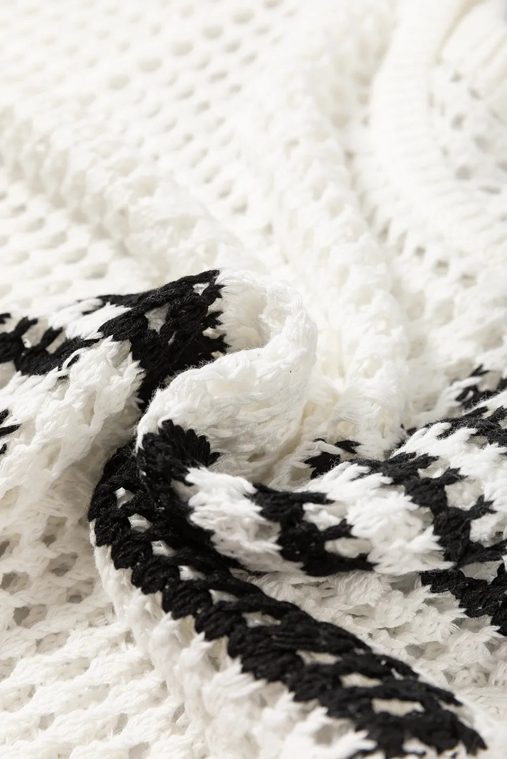 Manuela | Openwork striped cardigan with a crew neck