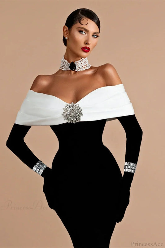 Elegant Sequin Sexy Off-the-Shoulder Evening Dress