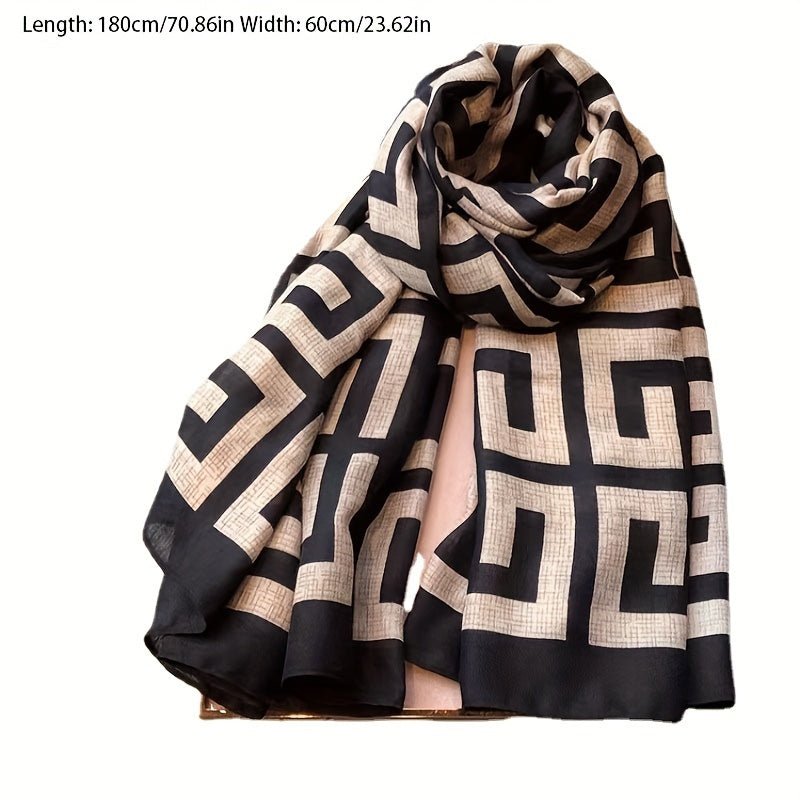 Nadia | Elegant geometric print scarf, large soft, cozy and breathable scarf for autumn/winter, warm decoration, inelastic women's scarf