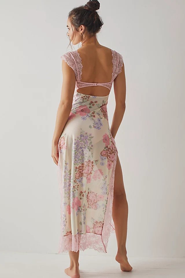 Marcela® | Maxi Mesh Slip With Floral Print And Cut-Outs
