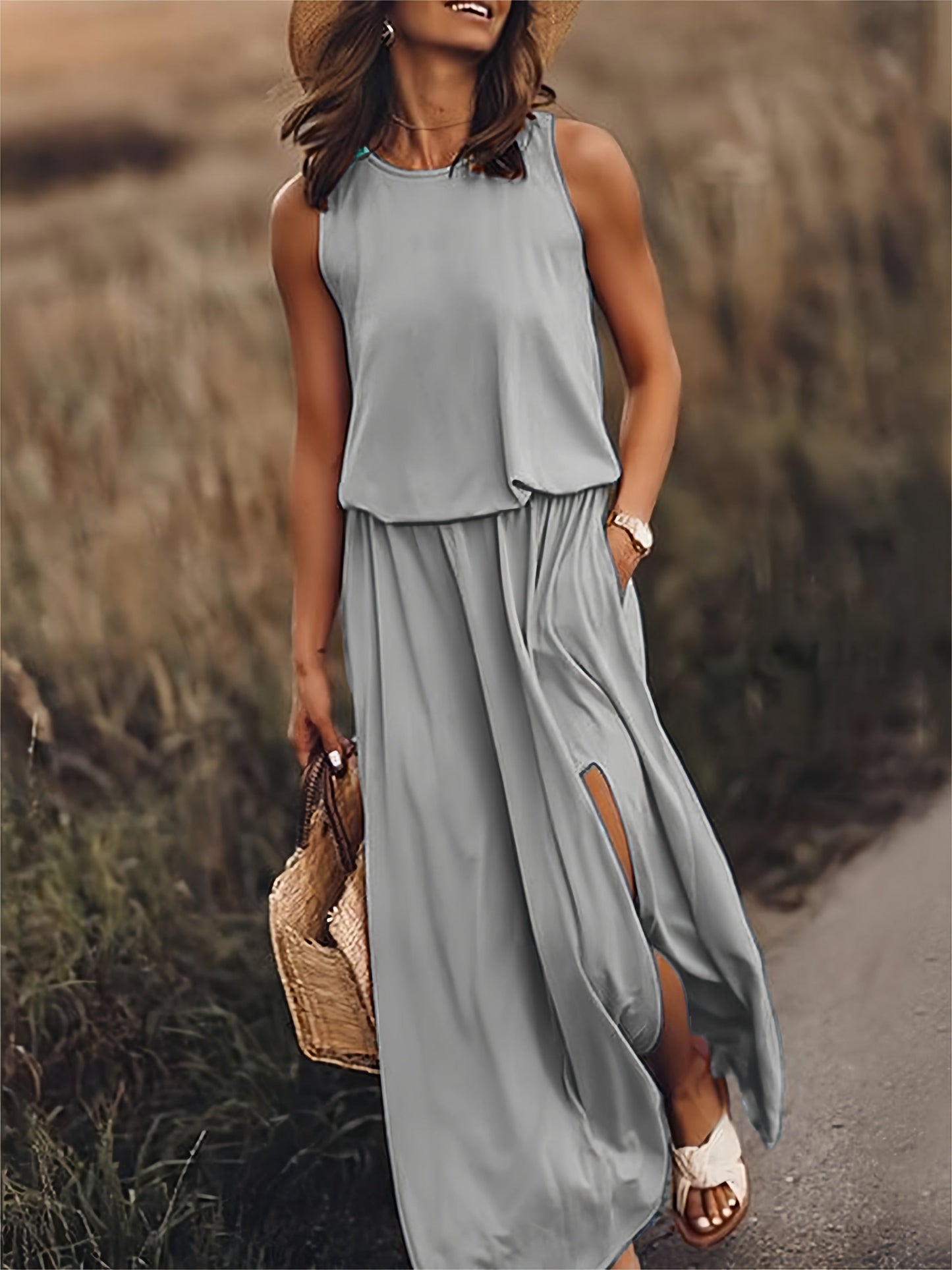 Erica | Women's Sleeveless A-Line Maxi Dress