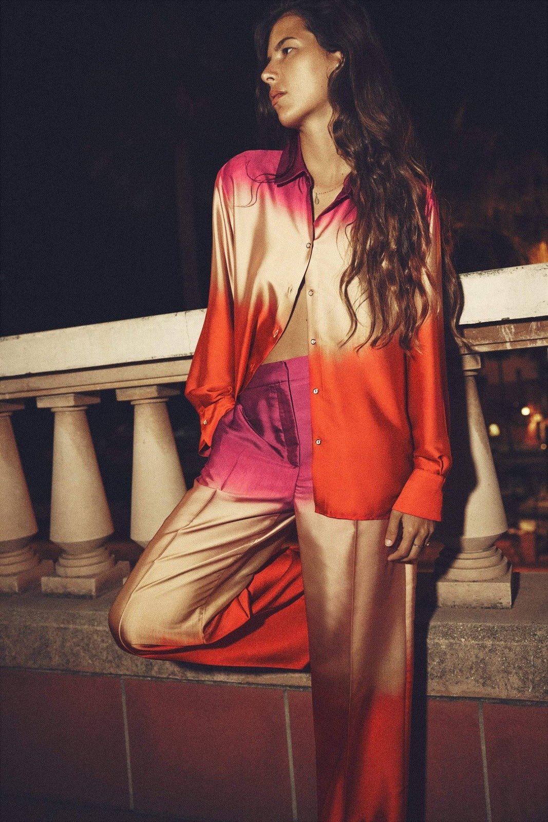 Samanta® | Printed Satin Set With Color Gradient