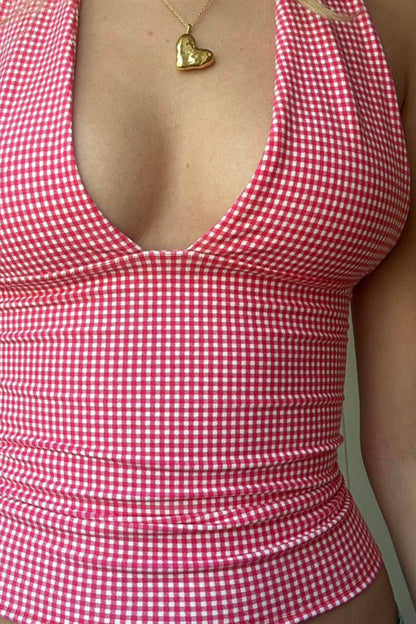 V Neck Heart Polka Dot Cami Top