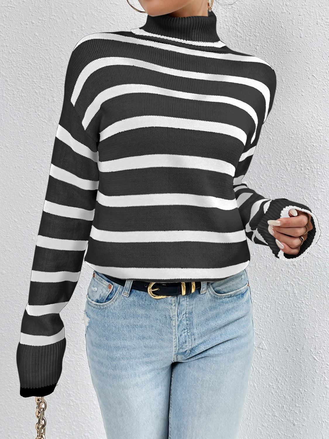 Julia® | Casual Striped Turtleneck Sweater