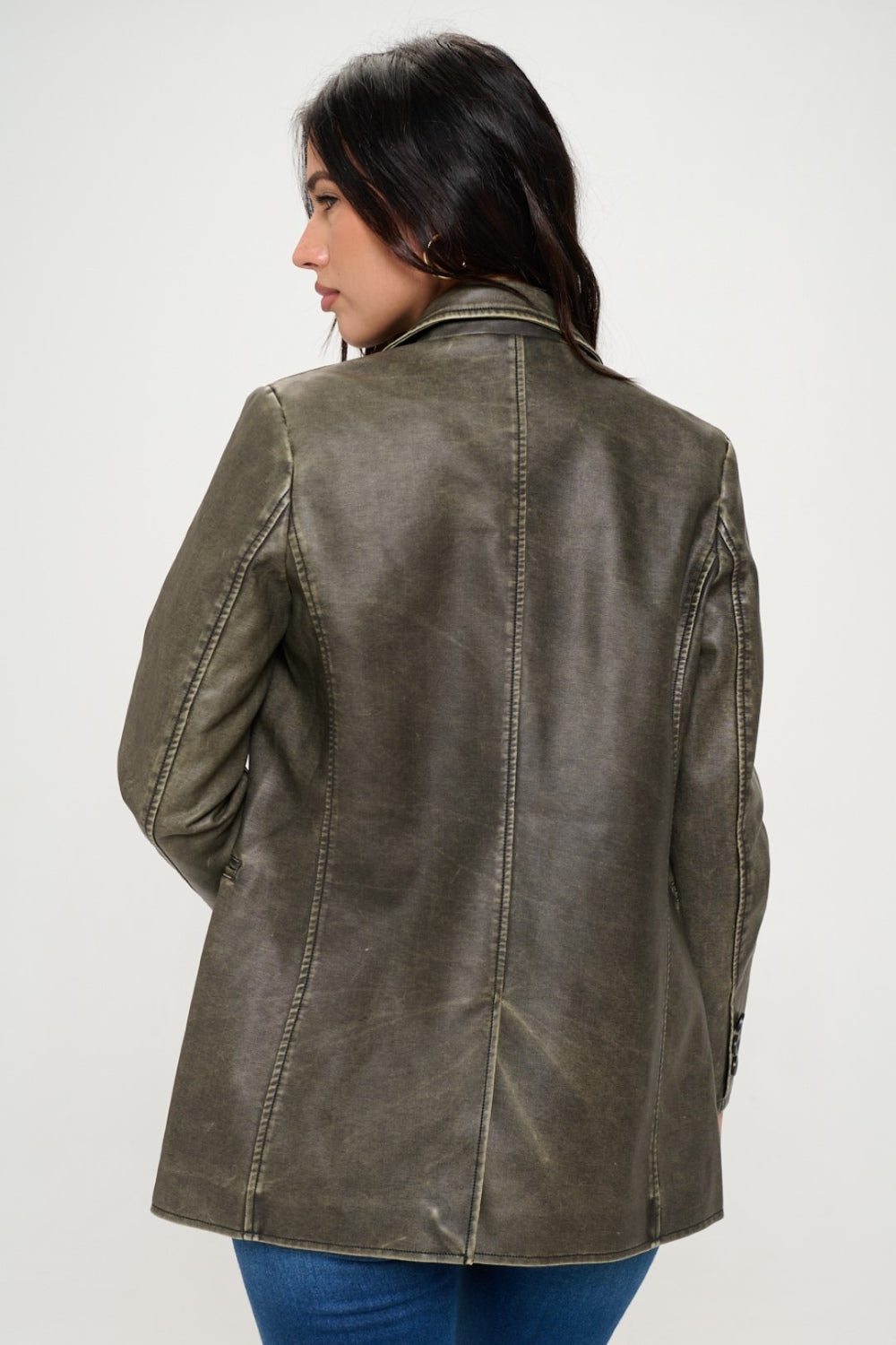 Marina | Single-breasted vegan leather blazer