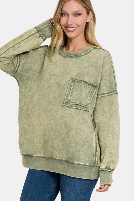 Alma | Sweatshirt with an exposed seam and a crew neck and dropped shoulders