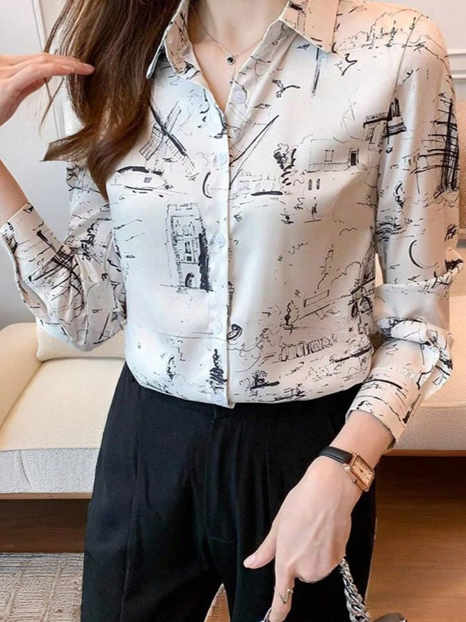 Blue Striped Casual Blouse