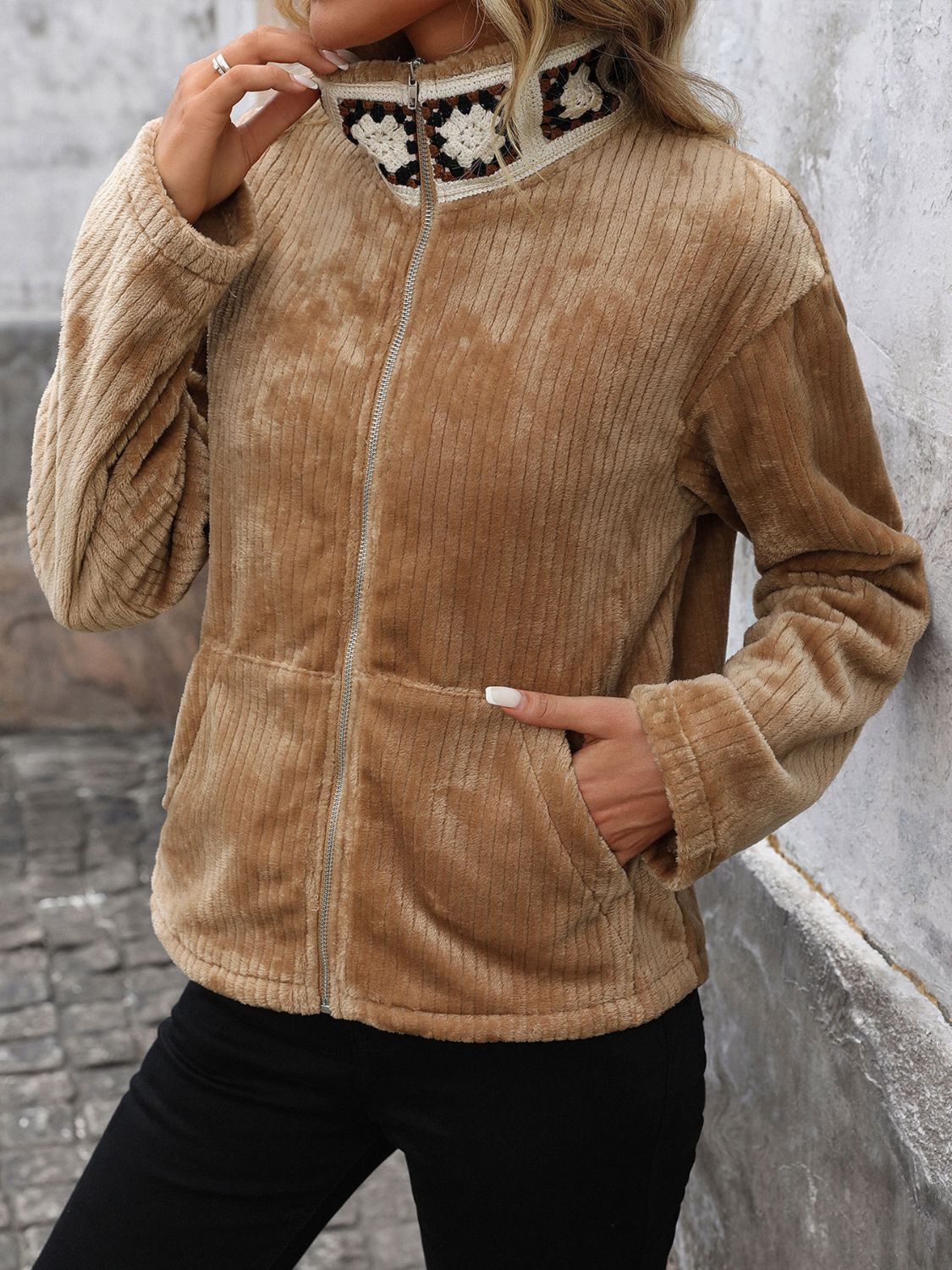 Claudette | Perfee long sleeve jacket with zip and collar collar