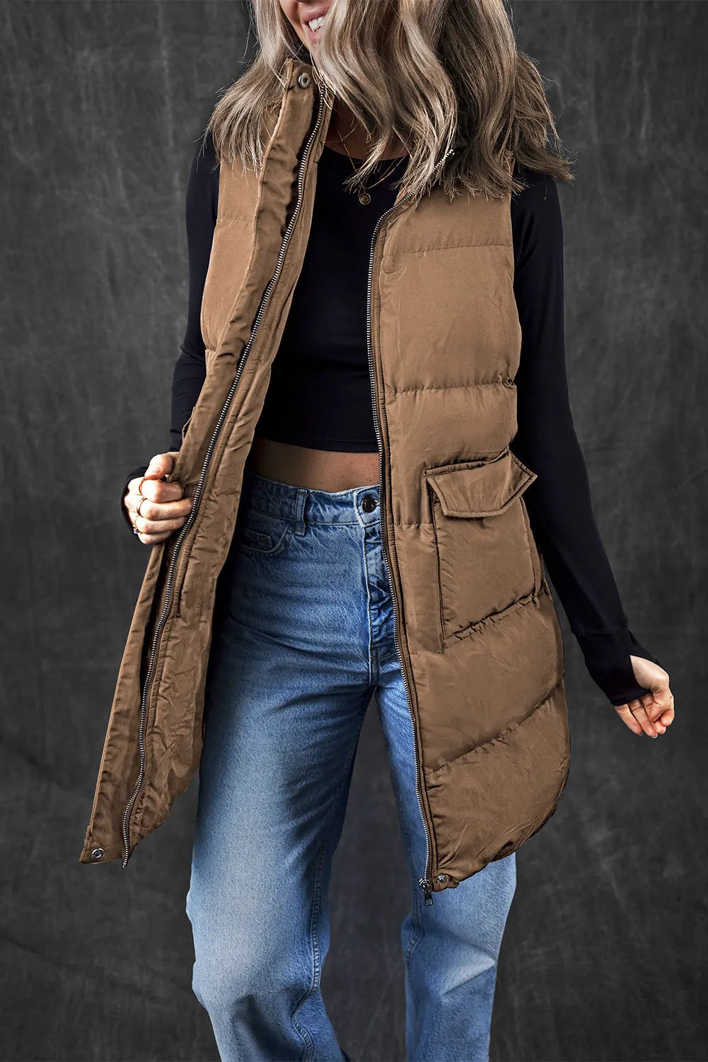 Giovanna | Vest coat with zip and pockets