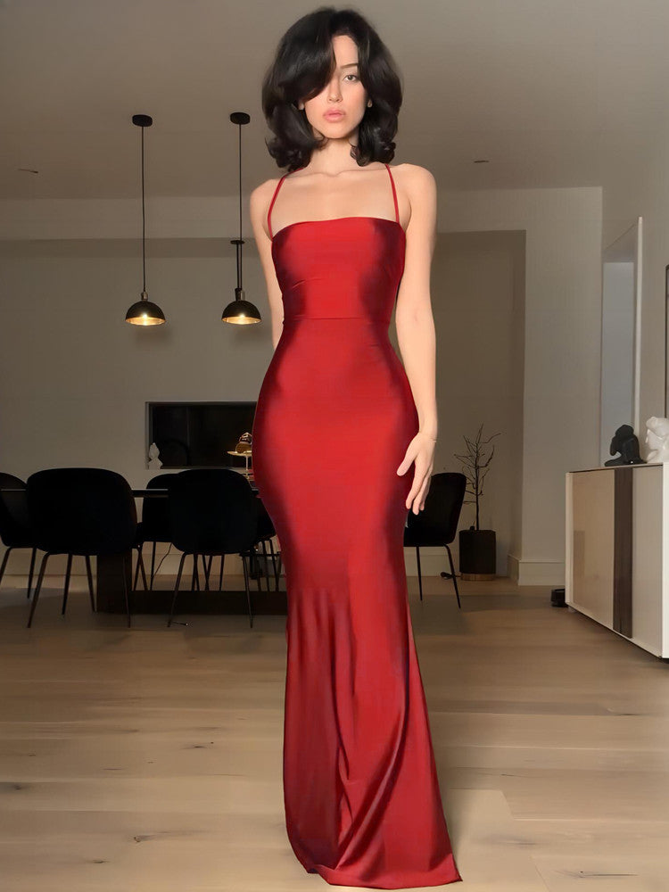 Elegant Backless Draped Bandage Sexy Maxi Party Dress