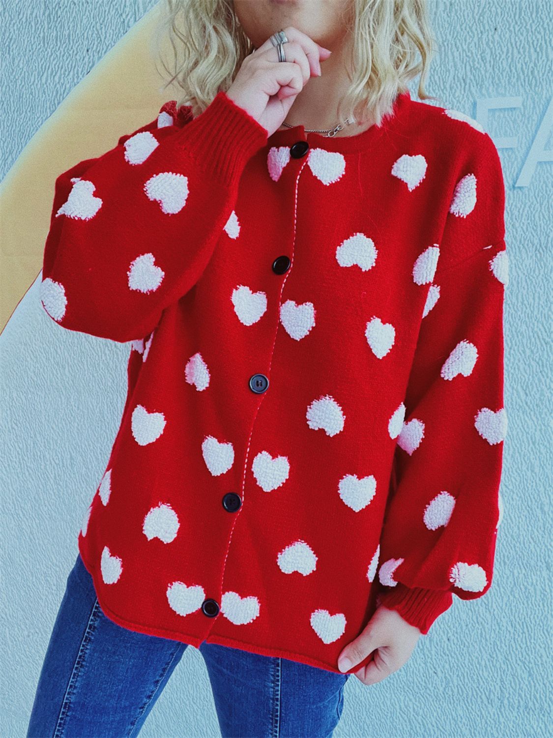 Melanie | Long-sleeved cardigan with heart buttons